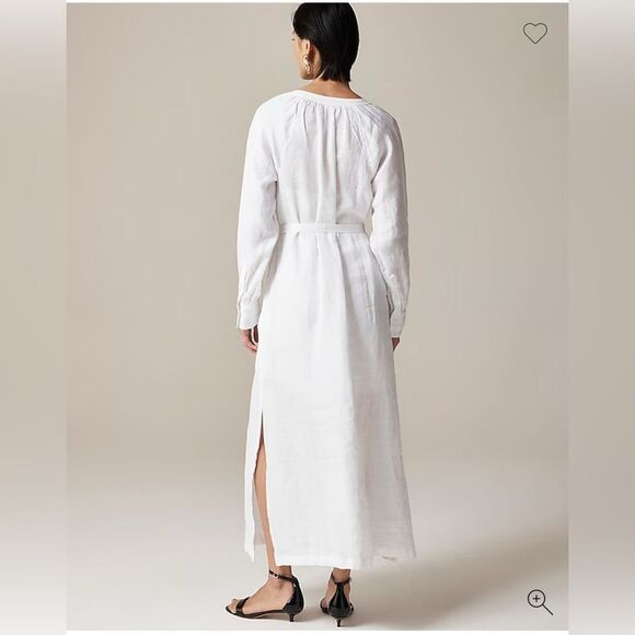 NWT J CREW PETITE Cabana dress in linen in white - Picture 6 of 9